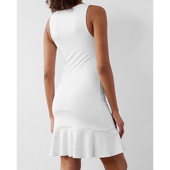 Express White V-Wire Bodycon Mini Ruffle Dress XL NWT Cocktail Party Elegant - Picture 2 of 12